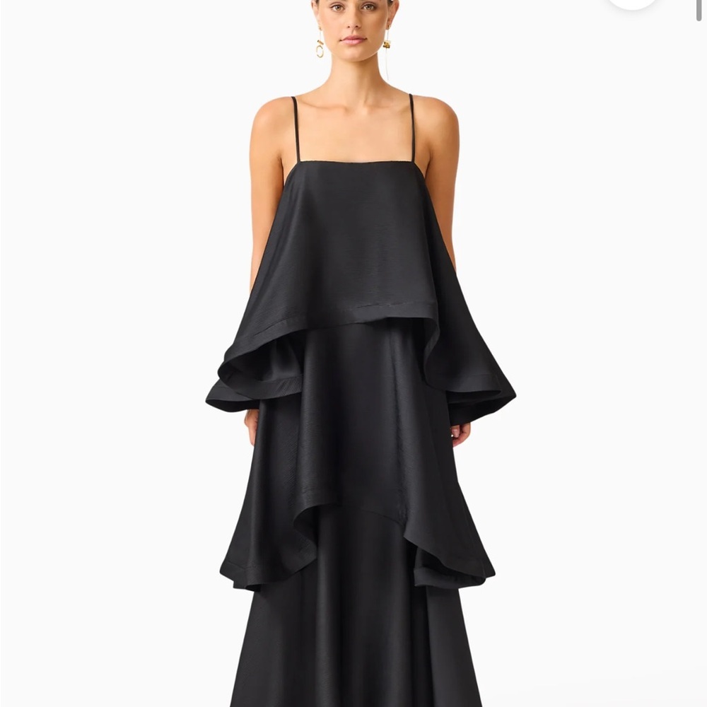 Elliatt Tilly Black Tiered Spaghetti-Strap Maxi Dress